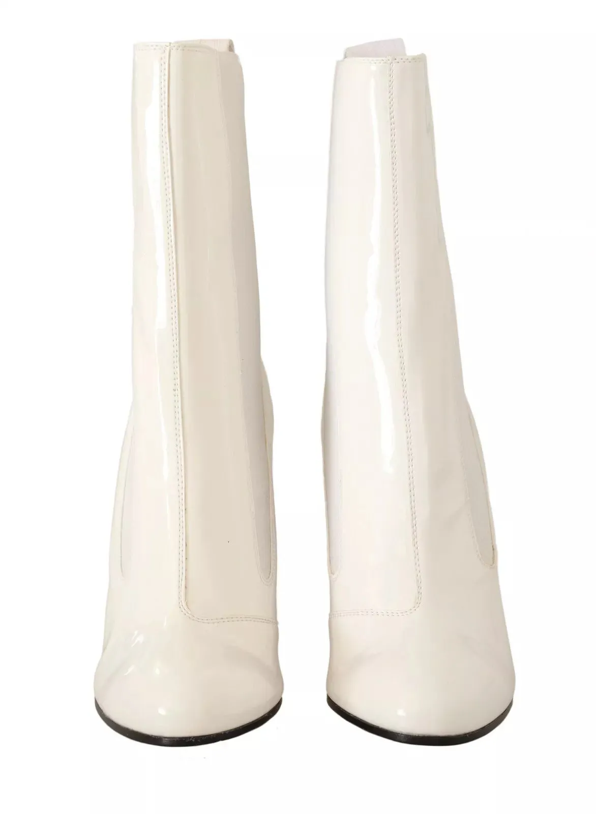 White Leather Fabric Red Logo Heel Ankle Boots Shoes
