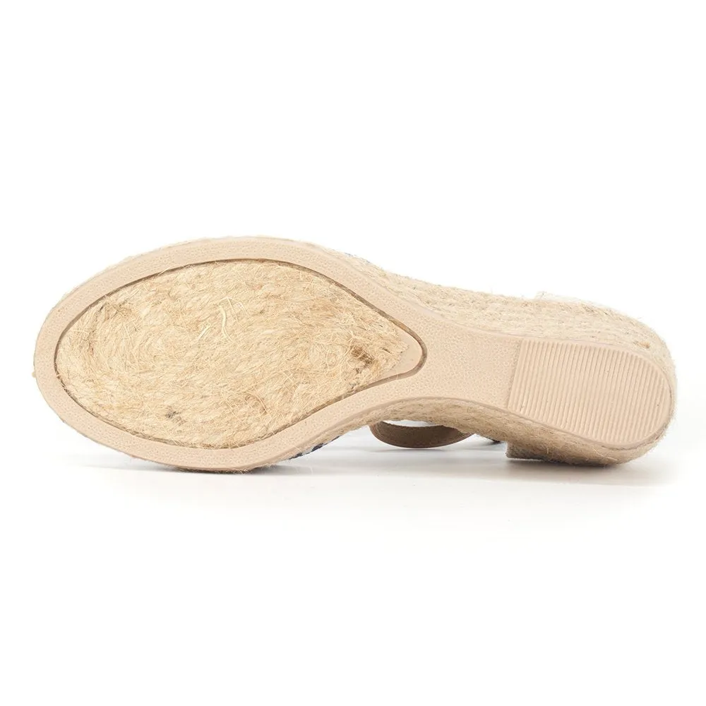 White Mountain Mamba' Women's Sandal Espadrille Wedge, Navy/White Stripe, 11