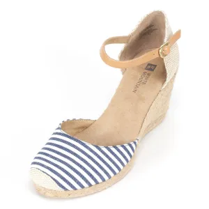 White Mountain Mamba' Women's Sandal Espadrille Wedge, Navy/White Stripe, 11