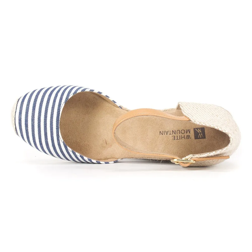 White Mountain Mamba' Women's Sandal Espadrille Wedge, Navy/White Stripe, 11