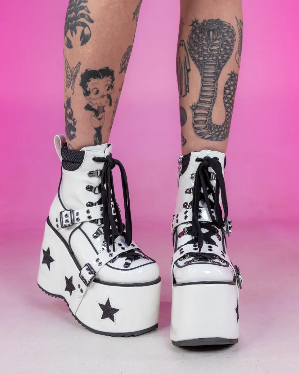 White Spaced Out Platform Boots