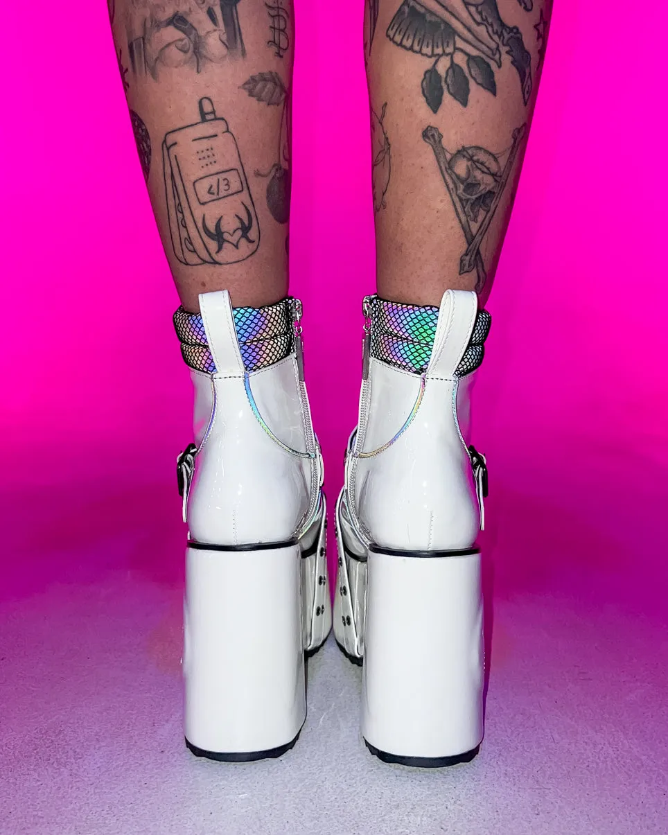 White Spaced Out Platform Boots