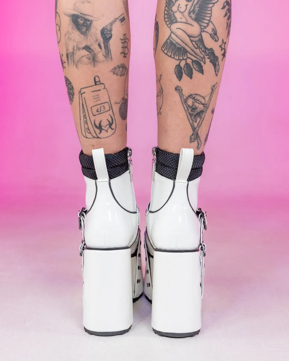 White Spaced Out Platform Boots