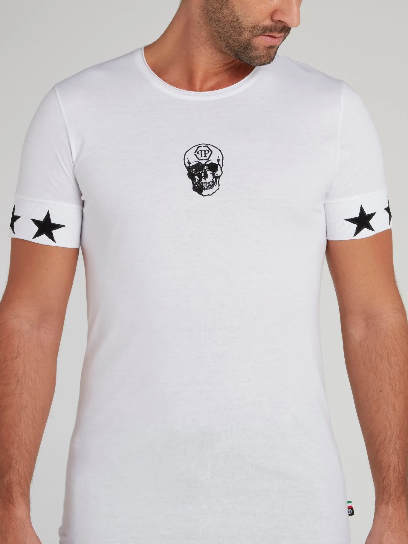 White Stars Skull Cotton T-Shirt