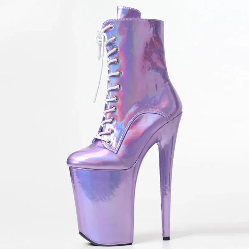 Women Ankle Boots 23CM Super High Heel Platform Stipper Fetish Pole Dance Shoes