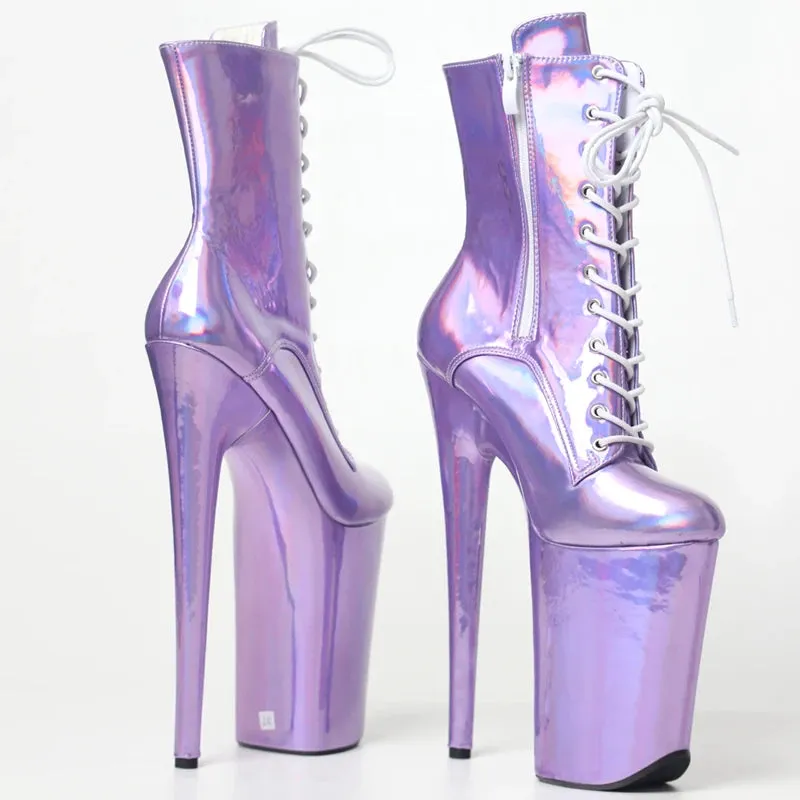 Women Ankle Boots 23CM Super High Heel Platform Stipper Fetish Pole Dance Shoes