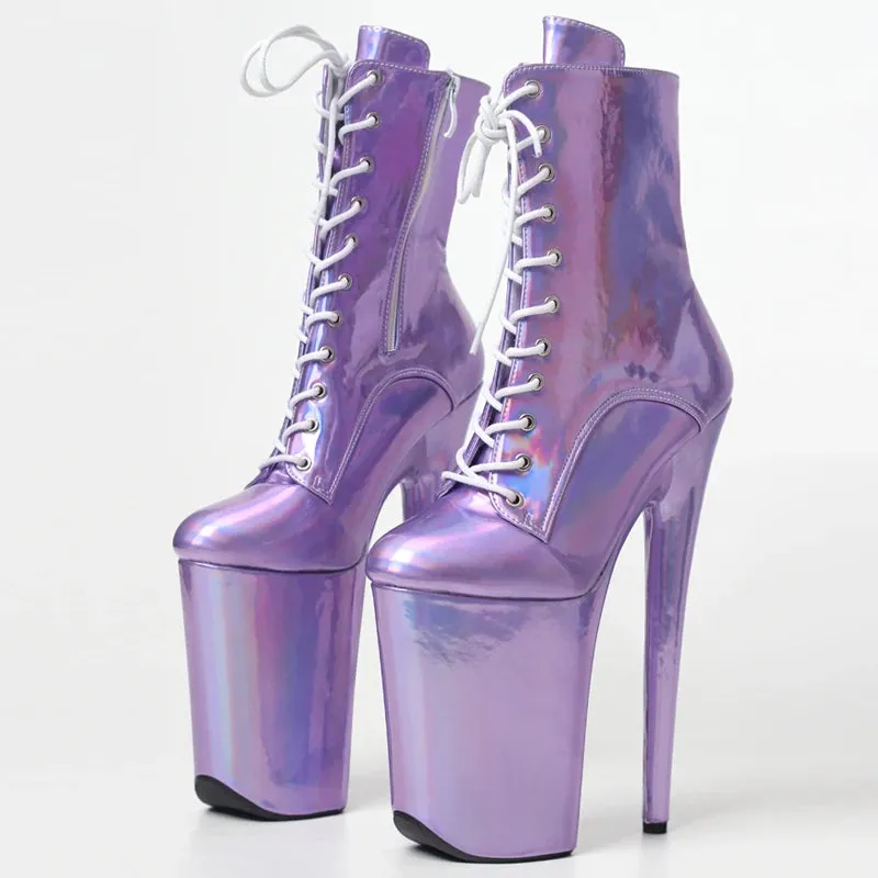 Women Ankle Boots 23CM Super High Heel Platform Stipper Fetish Pole Dance Shoes