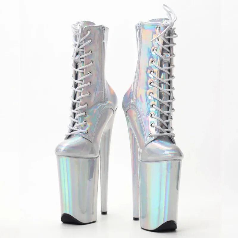 Women Ankle Boots 23CM Super High Heel Platform Stipper Fetish Pole Dance Shoes