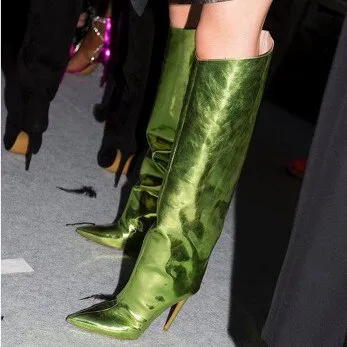 Women High Boots Candy Color Mirror Leather