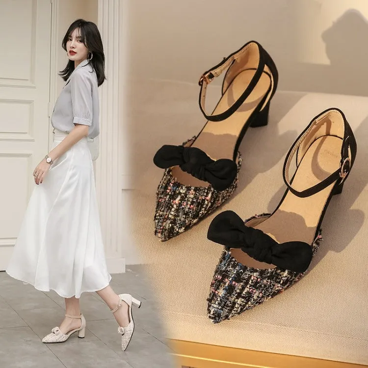 Women's Bow Tie High Heel Chunky Sandals