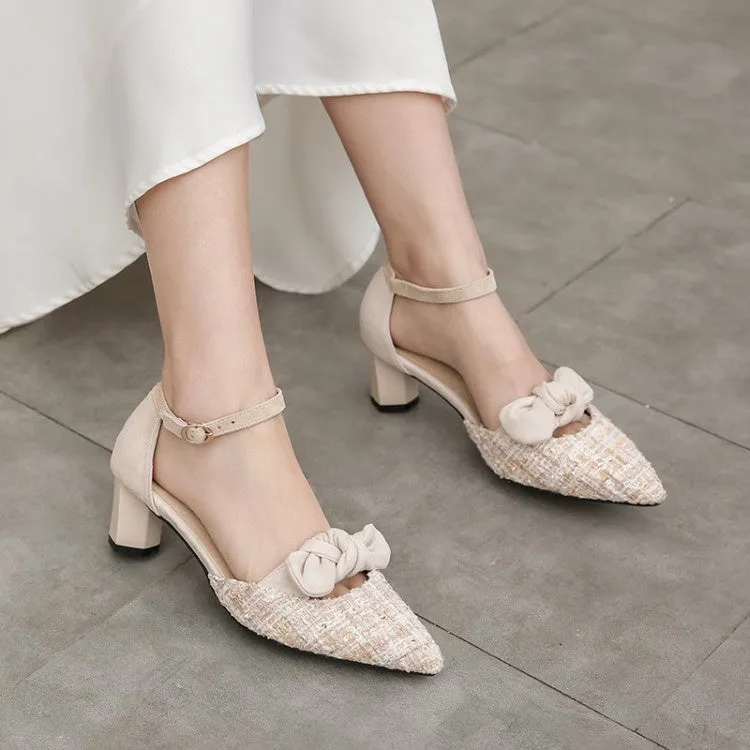 Women's Bow Tie High Heel Chunky Sandals