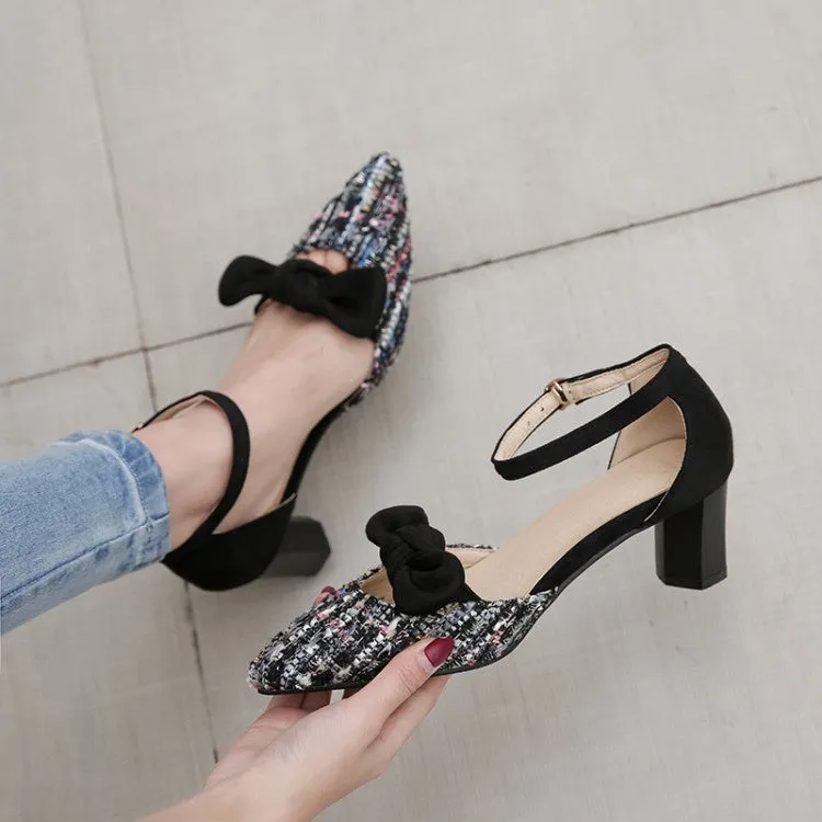 Women's Bow Tie High Heel Chunky Sandals