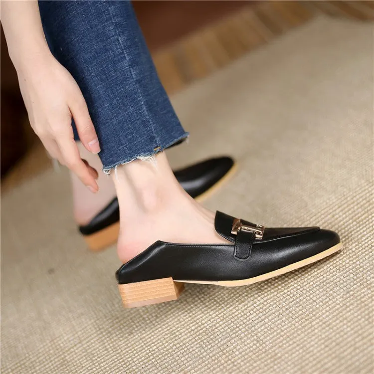 Women's Metal Low Heel Chunky Pumps