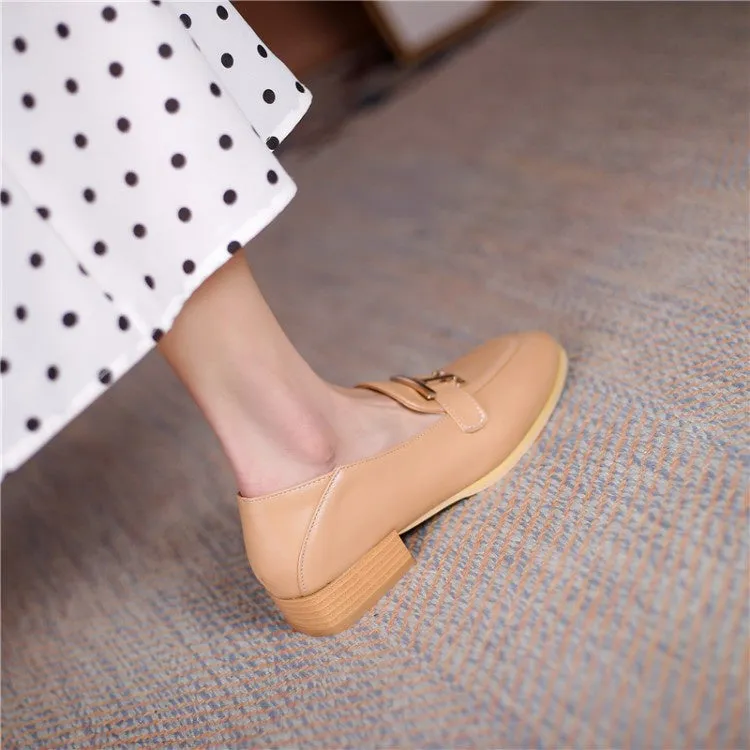 Women's Metal Low Heel Chunky Pumps