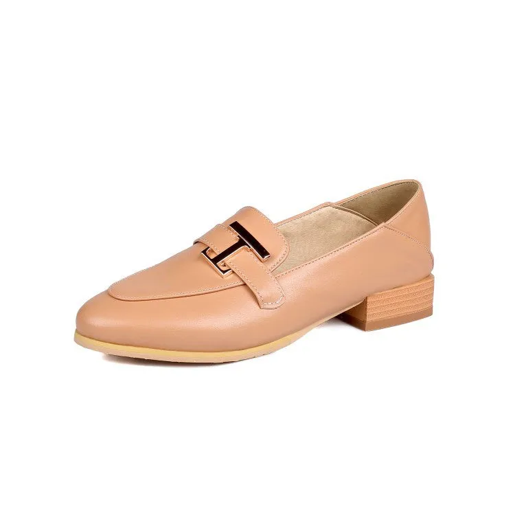 Women's Metal Low Heel Chunky Pumps