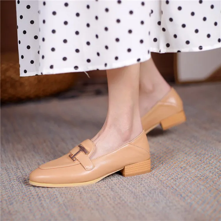 Women's Metal Low Heel Chunky Pumps