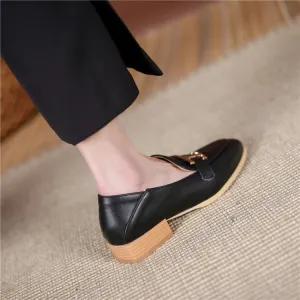 Women's Metal Low Heel Chunky Pumps