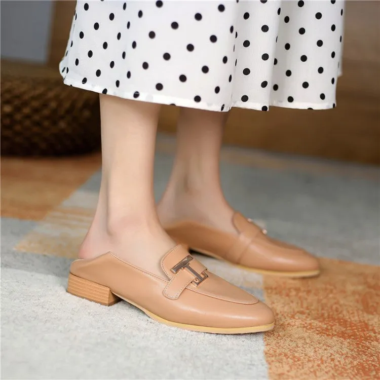 Women's Metal Low Heel Chunky Pumps