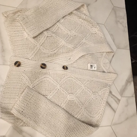 Womens, NWTO, Rag Supply,size large, loose fitting cream chunky knit cardigan.
