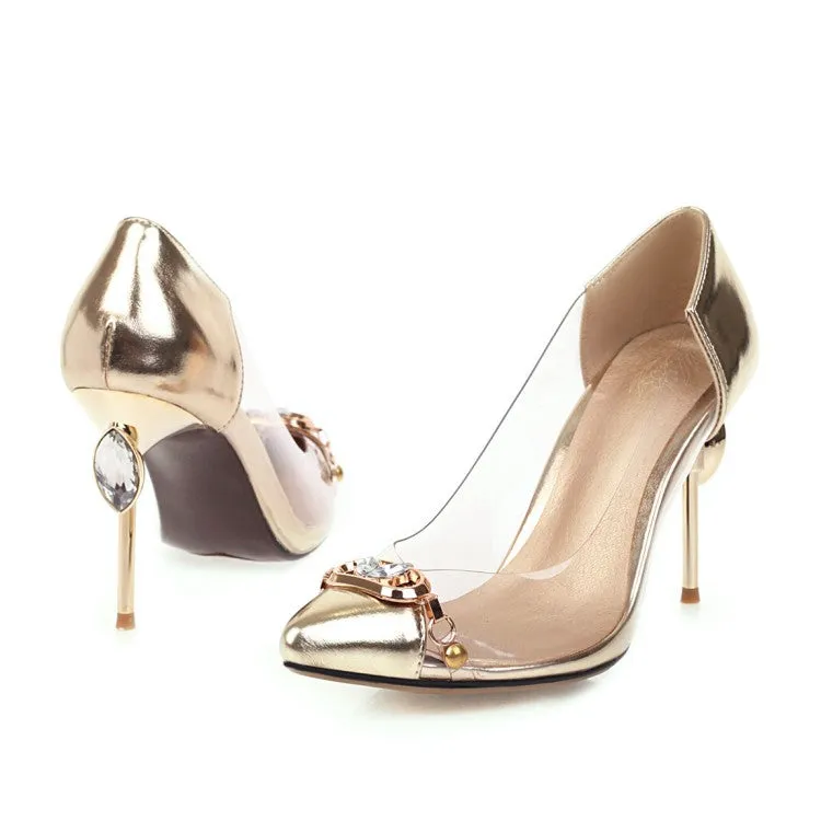 Women's Pointed Toe Rhinestone High Heel Pumps