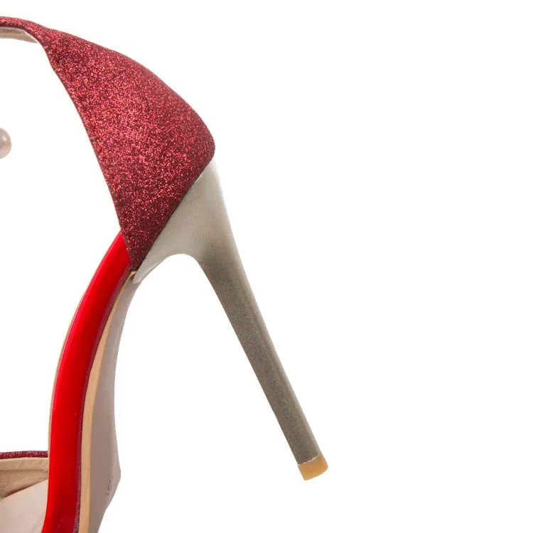 Women's Pointed Toe Sequin High Heel Stiletto Sandals