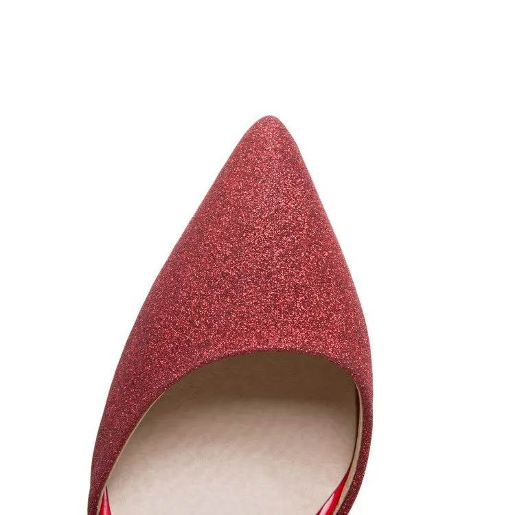 Women's Pointed Toe Sequin High Heel Stiletto Sandals