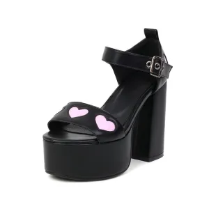 Women's Round Toe Ankle Strap Buckle Thick Sole Block Heel Platform Sandals