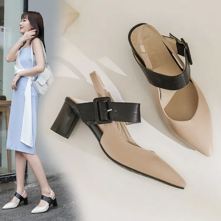 Women's Slingbacks Pointed Toe High Heel Chunky Sandals