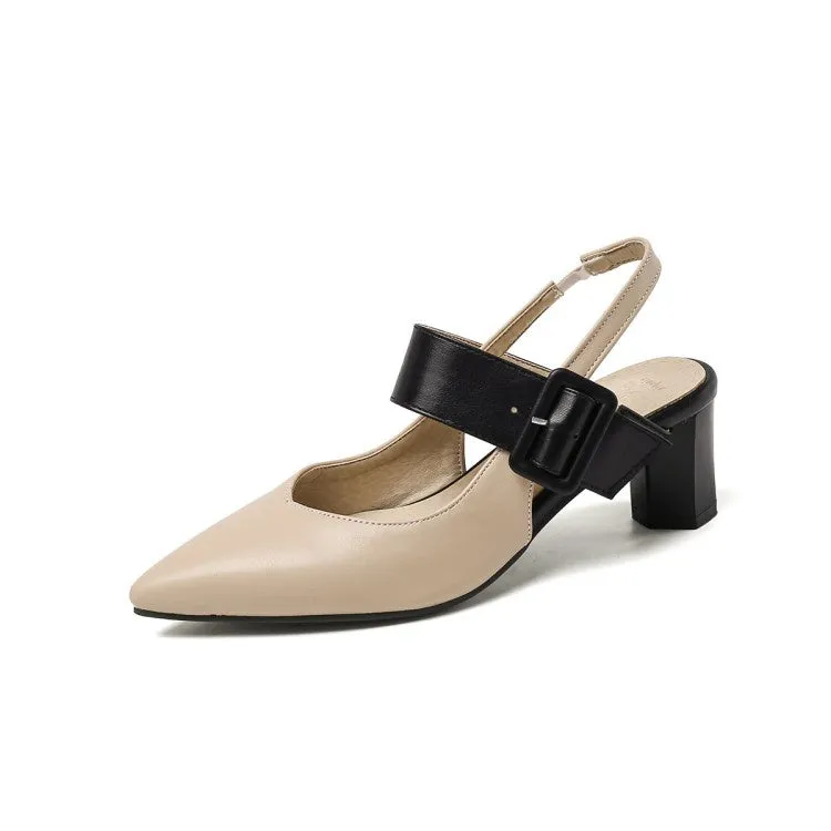 Women's Slingbacks Pointed Toe High Heel Chunky Sandals