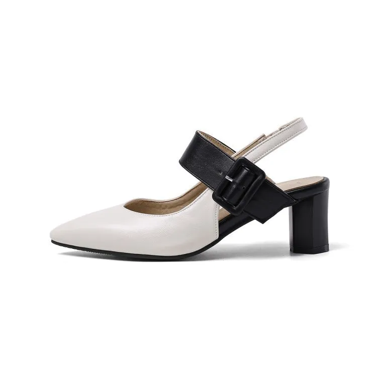 Women's Slingbacks Pointed Toe High Heel Chunky Sandals