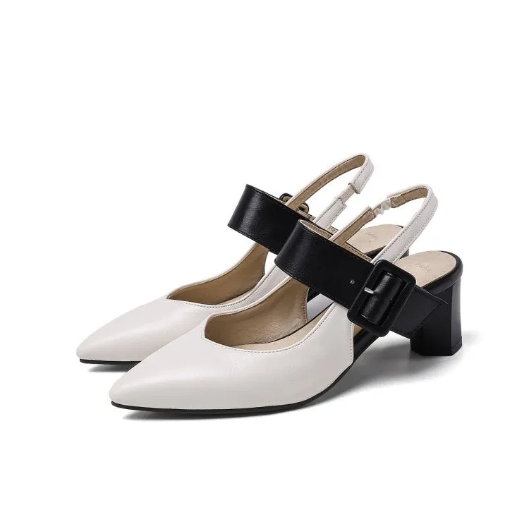 Women's Slingbacks Pointed Toe High Heel Chunky Sandals