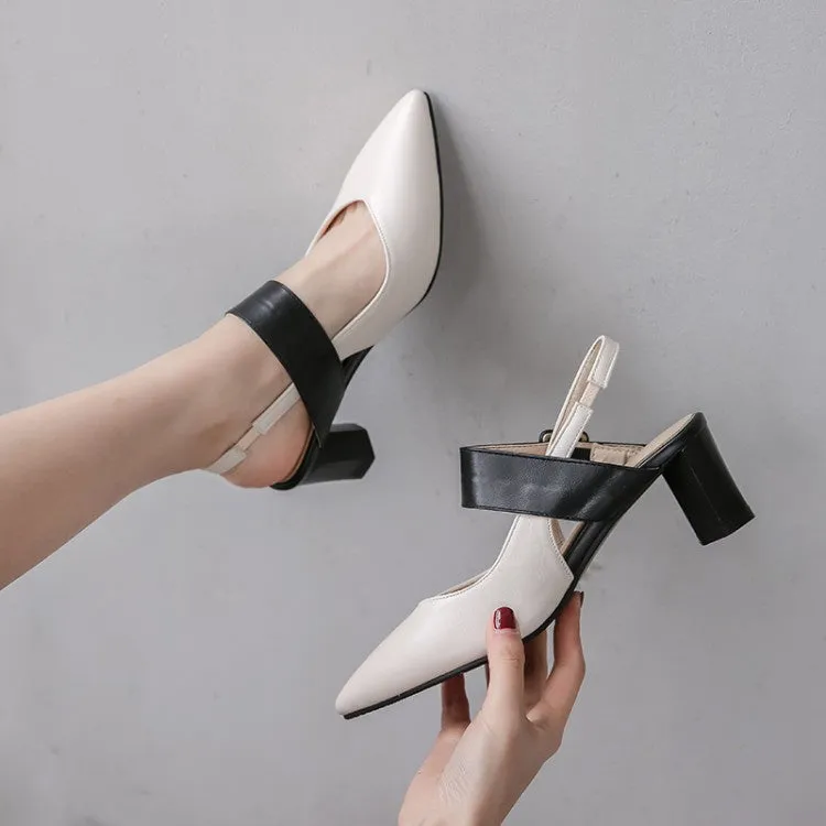 Women's Slingbacks Pointed Toe High Heel Chunky Sandals