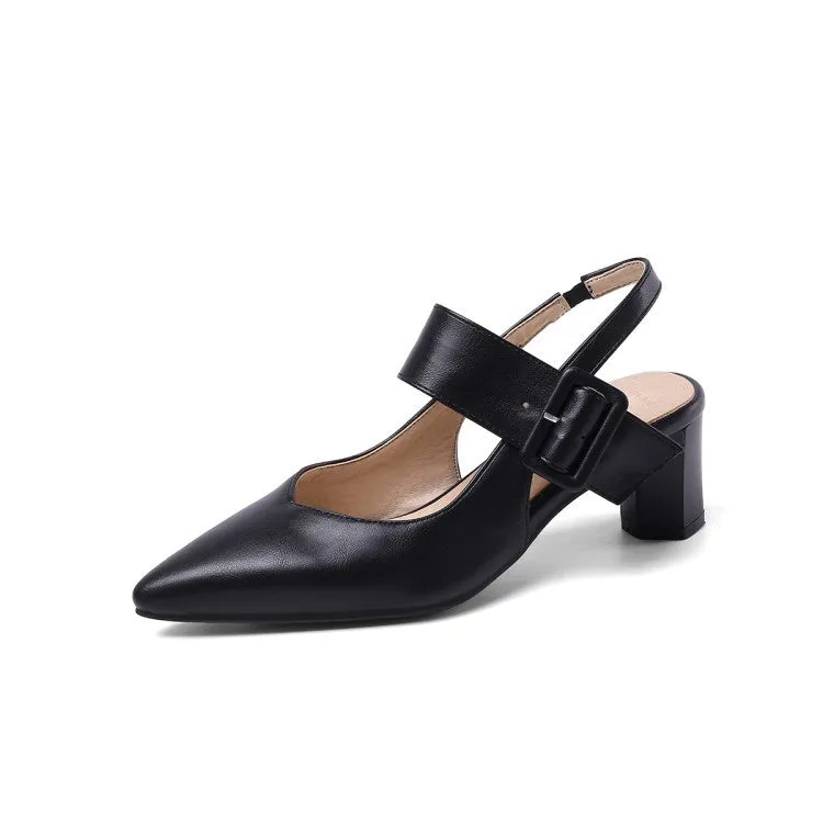 Women's Slingbacks Pointed Toe High Heel Chunky Sandals