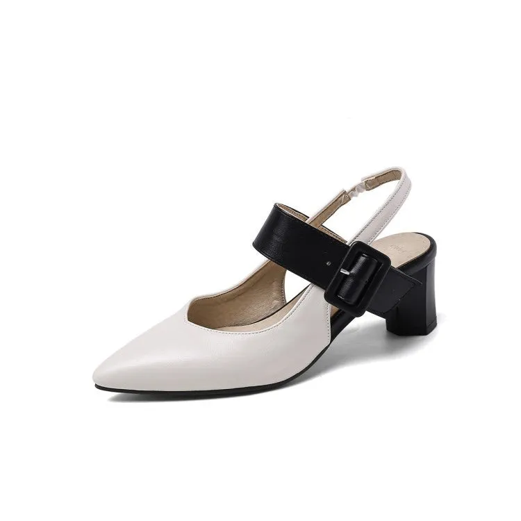 Women's Slingbacks Pointed Toe High Heel Chunky Sandals