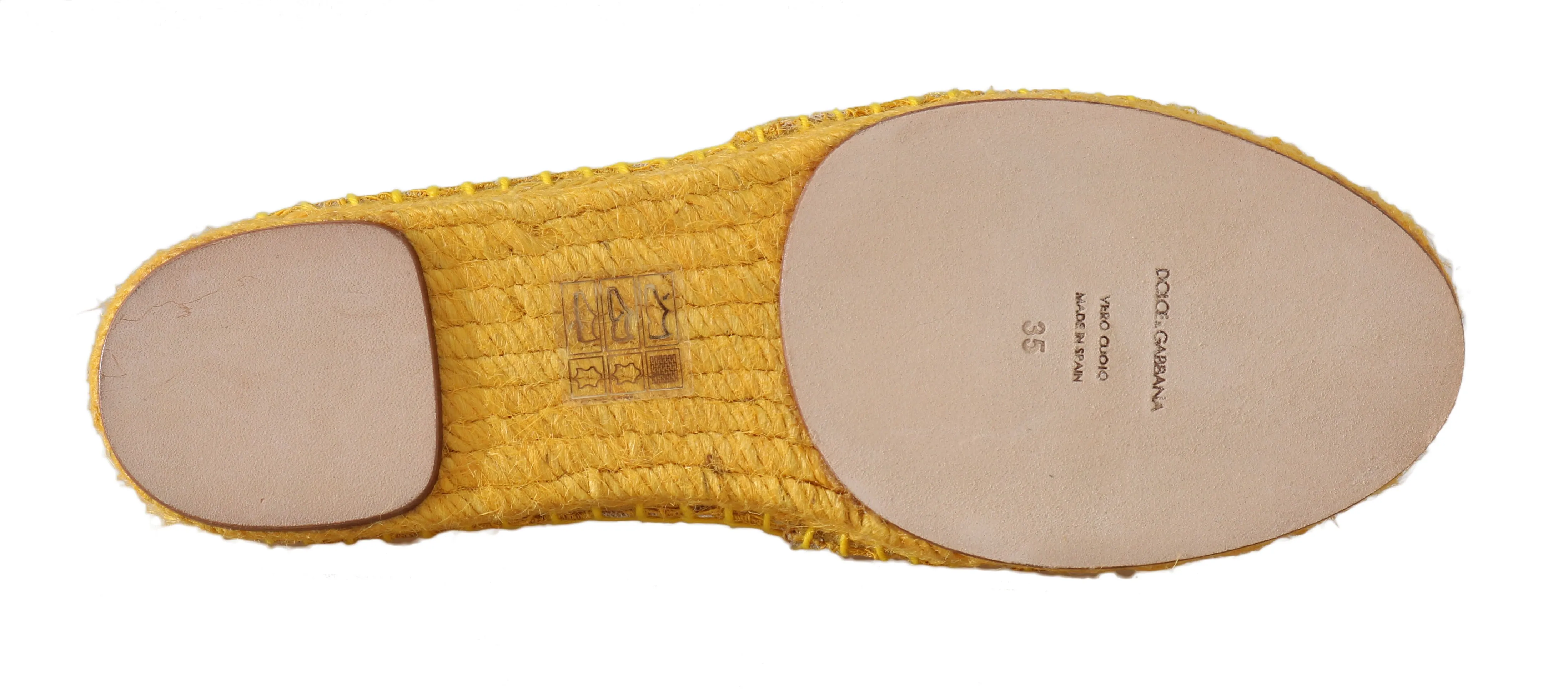 Yellow Lace Leather Crystal Espadrille