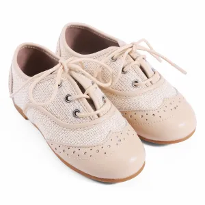 Zeebra Kids Wingtip Lace Ups - Bone